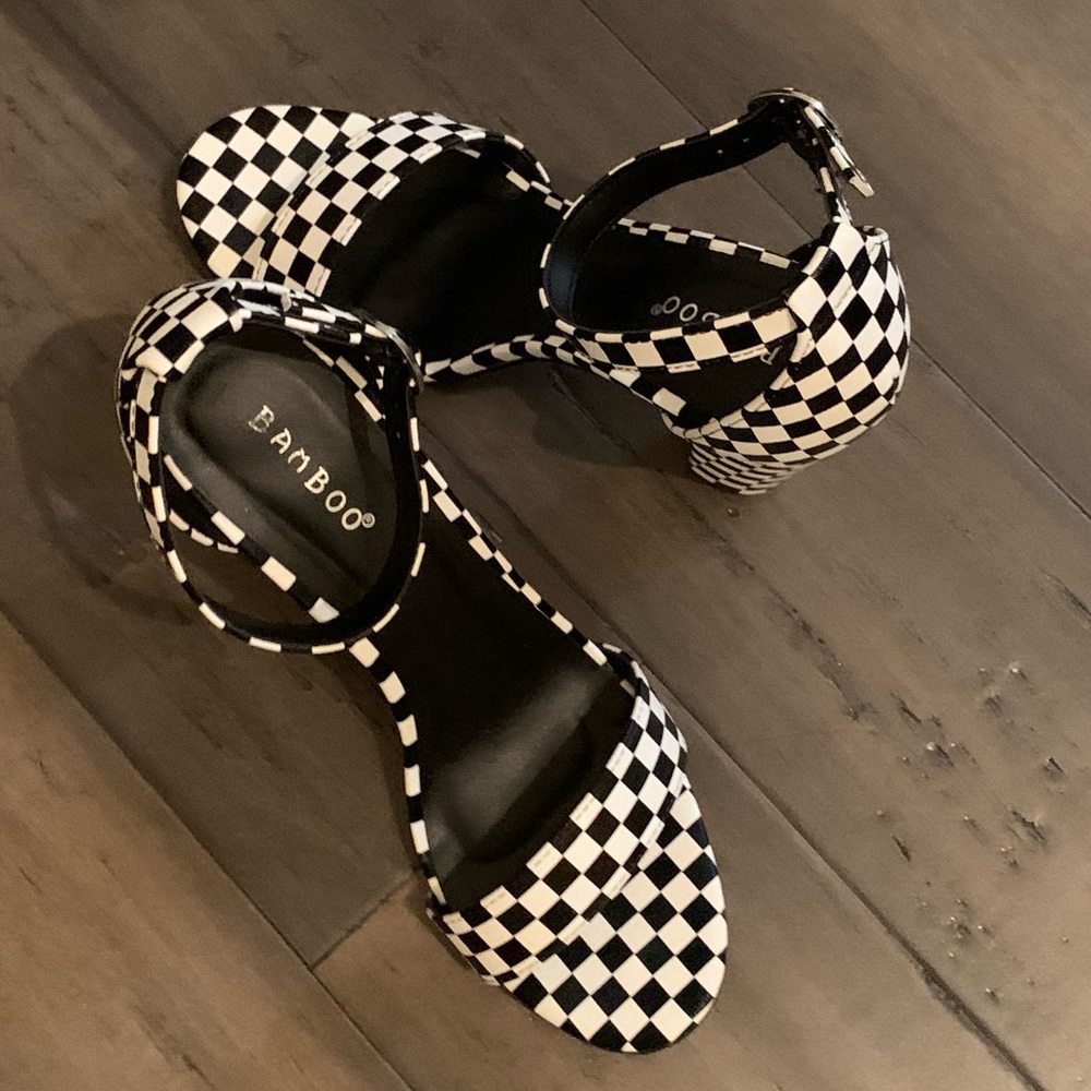 Black + White checked heels.